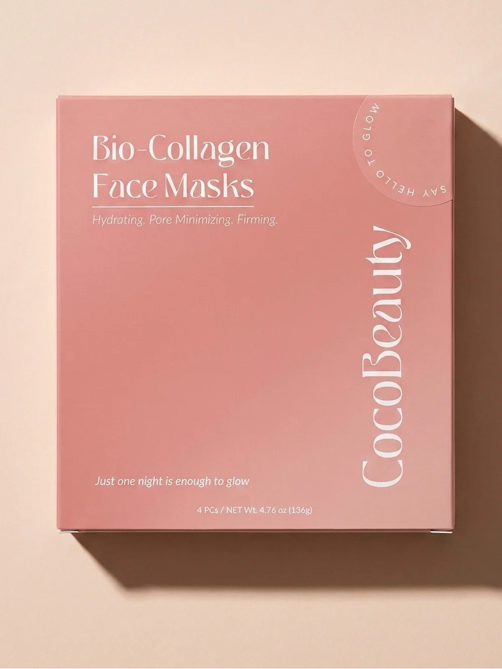CocoBeauty Bio-Collagen Face Masks 4 Pack Hydrating Firming Pore Minimizing